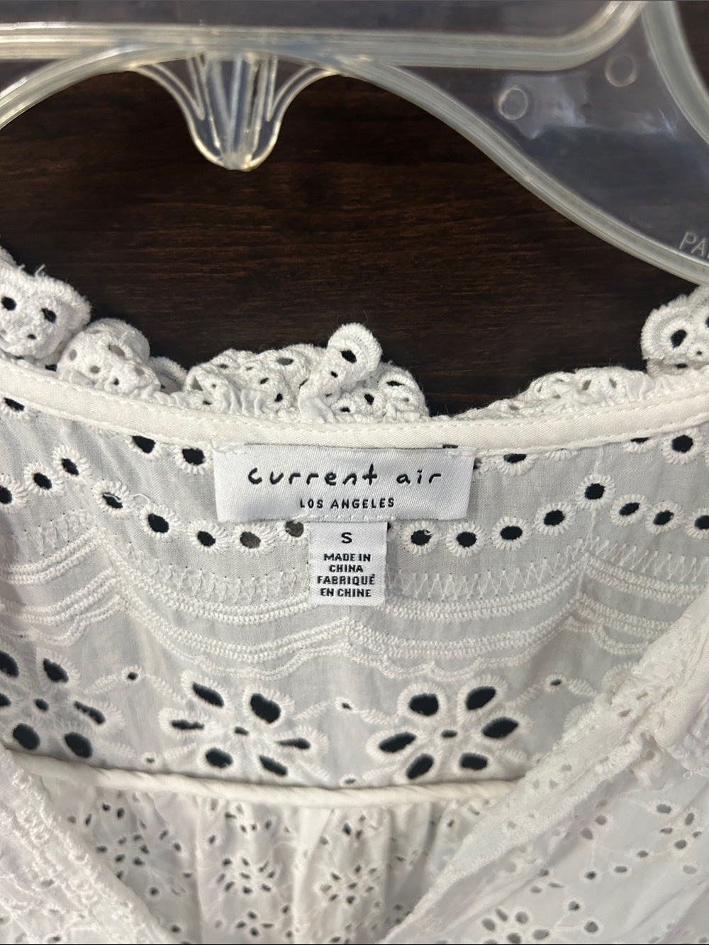 Current Air White Eyelet Lace Ruffle Neck Blouse - Picture 3 of 3